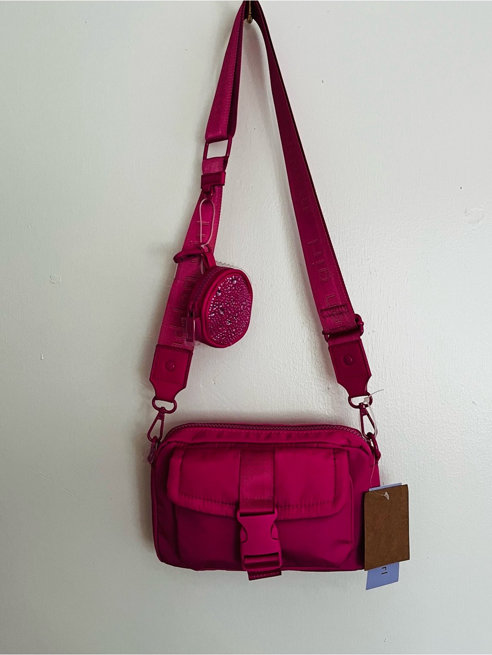 Madden Girl Bright Pink Crossbody with Detachable Coin Pouch